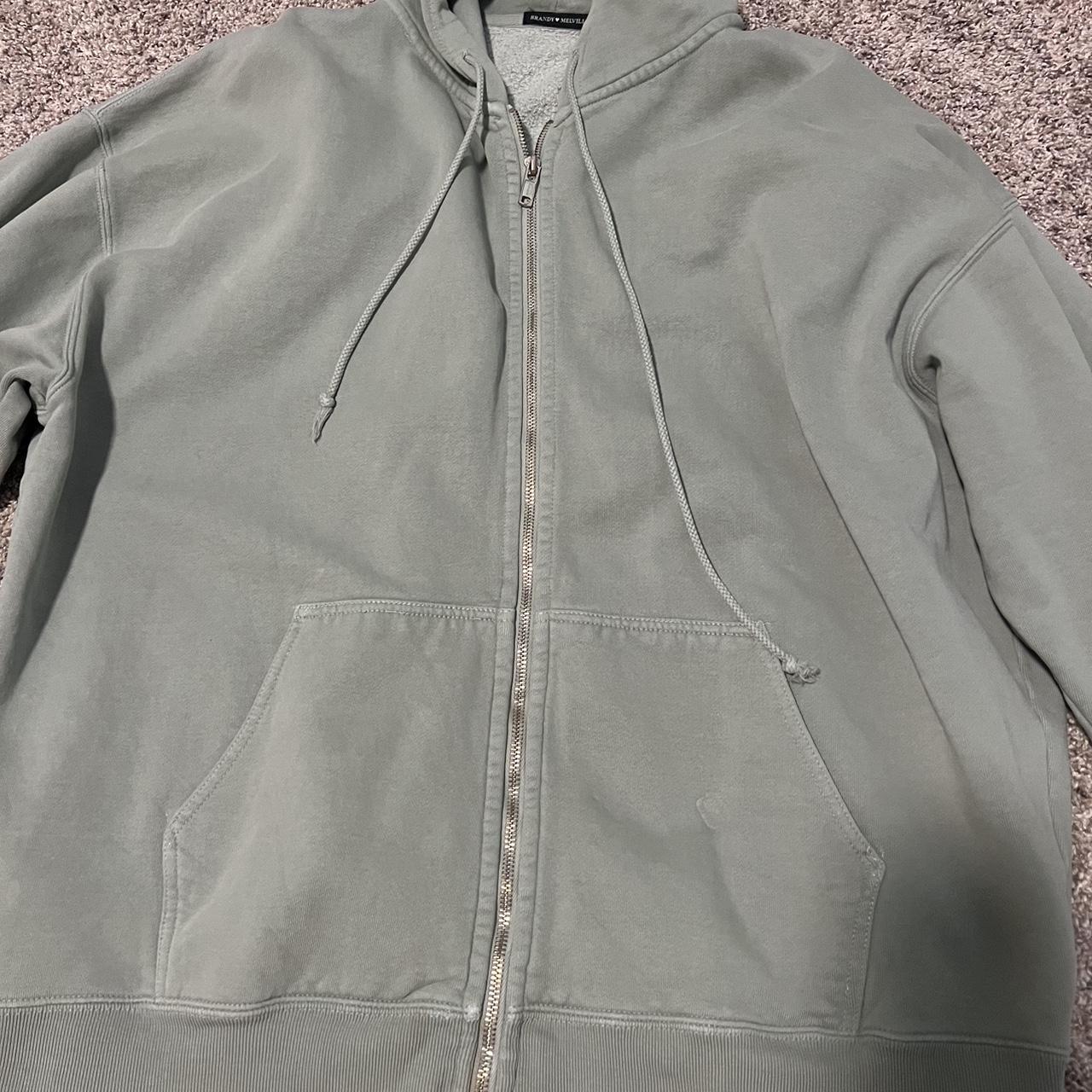 brandy melville christ hoodie/ zip up light green - Depop