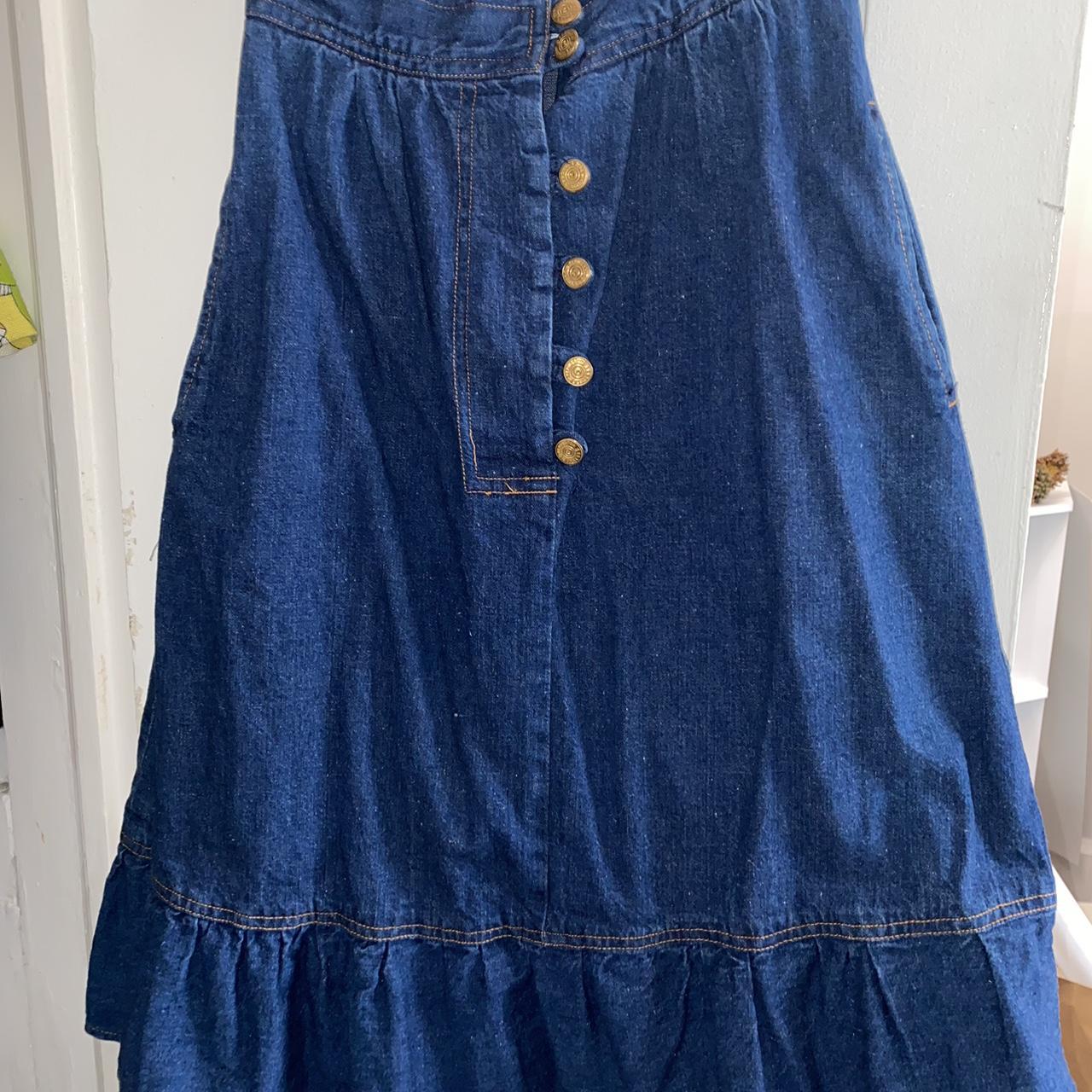 Vintage Penney's denim midi skirt Button closure,... - Depop