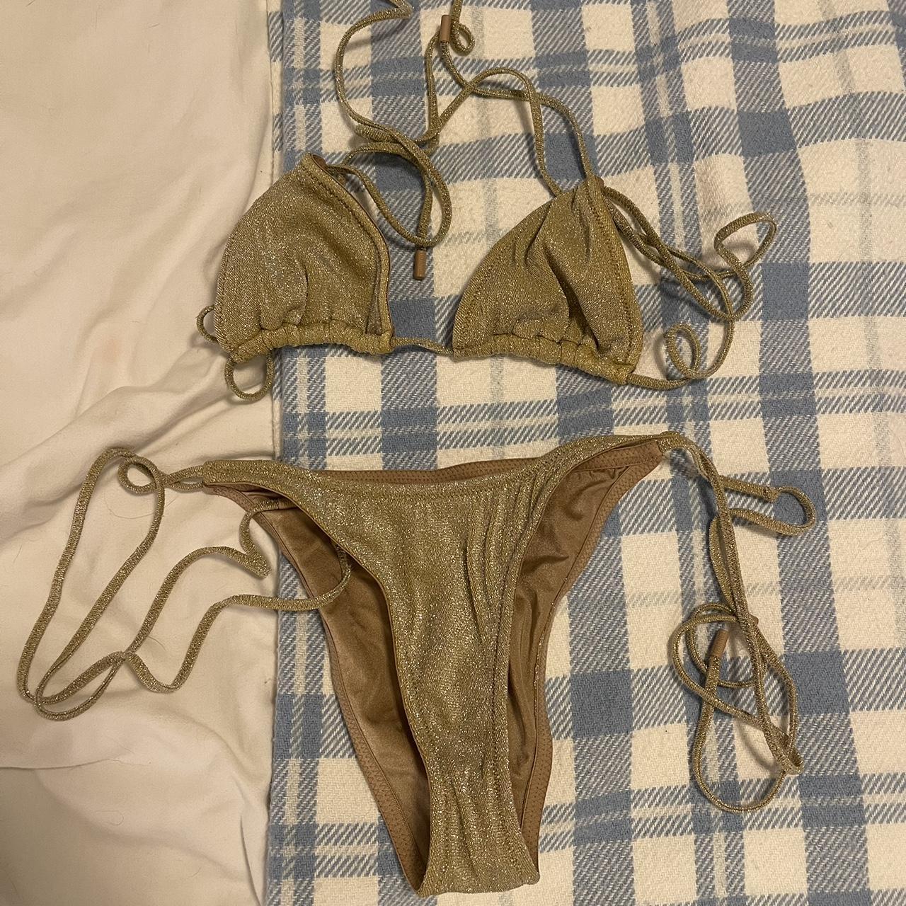 Triangl Women's Gold Bikinisandtankinisets Depop