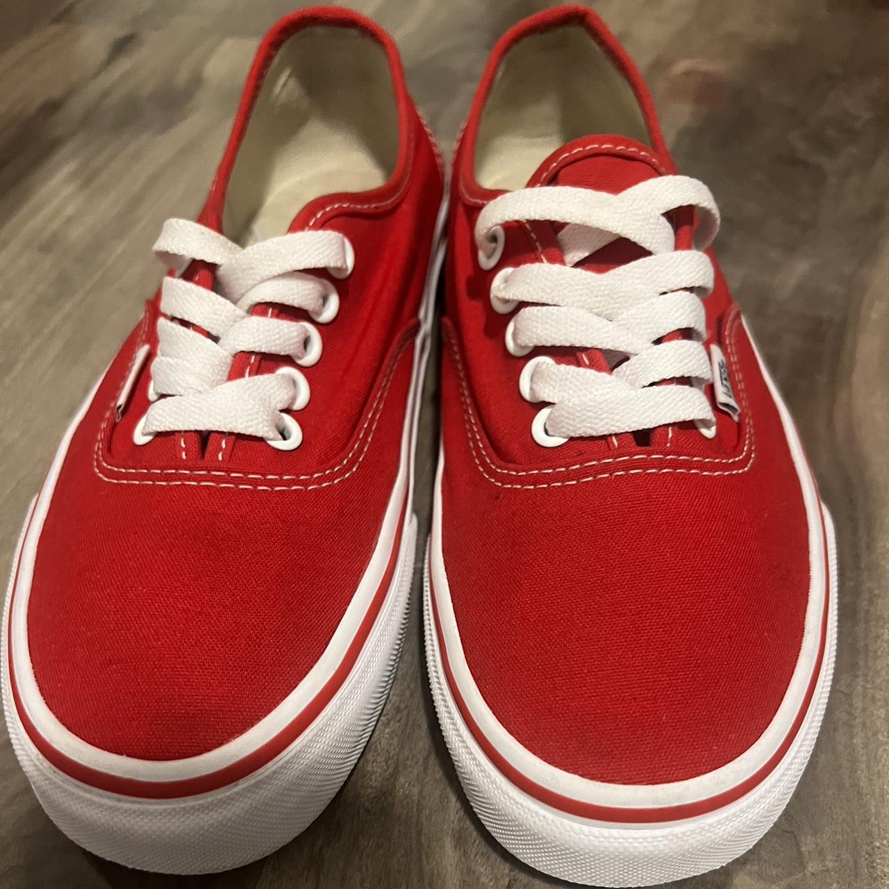 Red Vans Worn a few times Size: 6.5 mens/ 8... - Depop