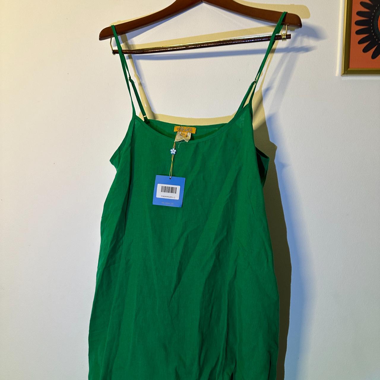 VRG GRL Without Warning Linen Mini Dress // Green - Depop