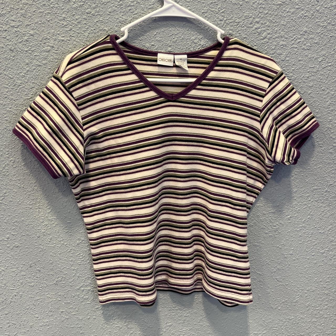 1990s-2000s Striped Top. Reminds me of Lindsay from... - Depop