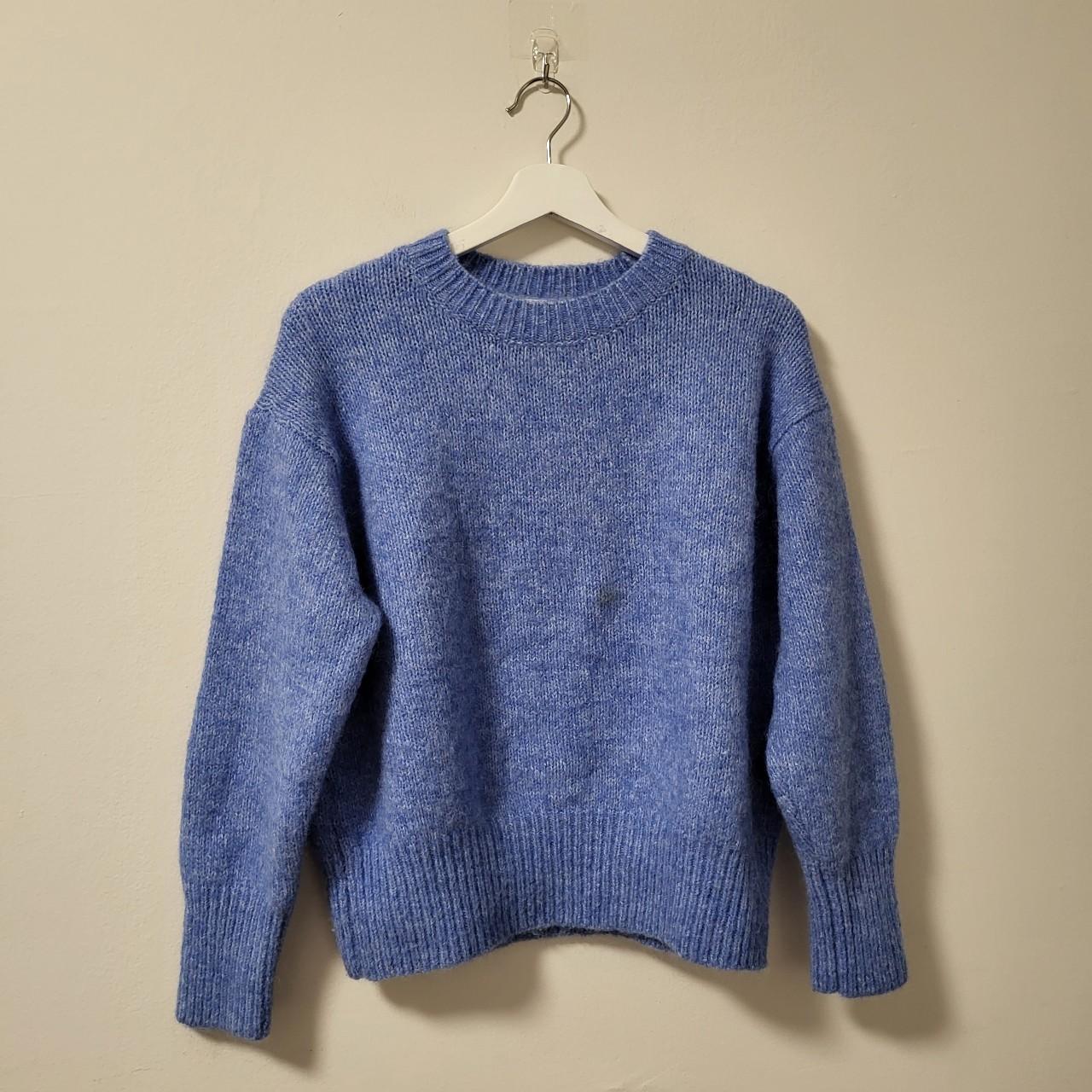 Zara Women's S Blue Cable Knit Chunky Sweater Fall... - Depop