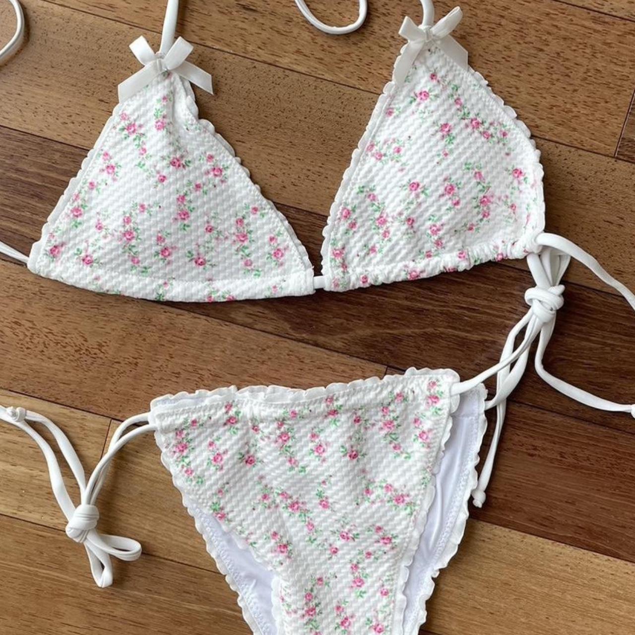 Coquette bikini with bow details, so cute and good - Depop