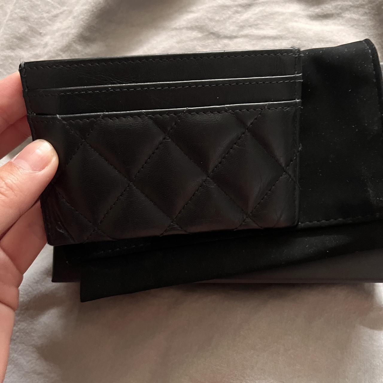 Chanel card holder. Black and burgundy leather. Just