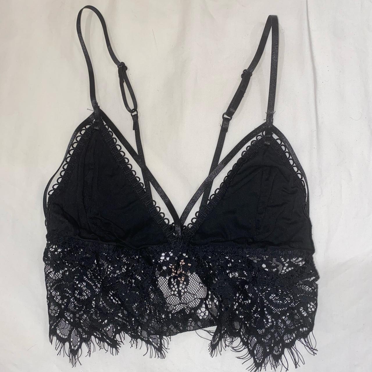 Reverse lace and cotton bra top 🖤 Size XS (AU6) 🖤... - Depop