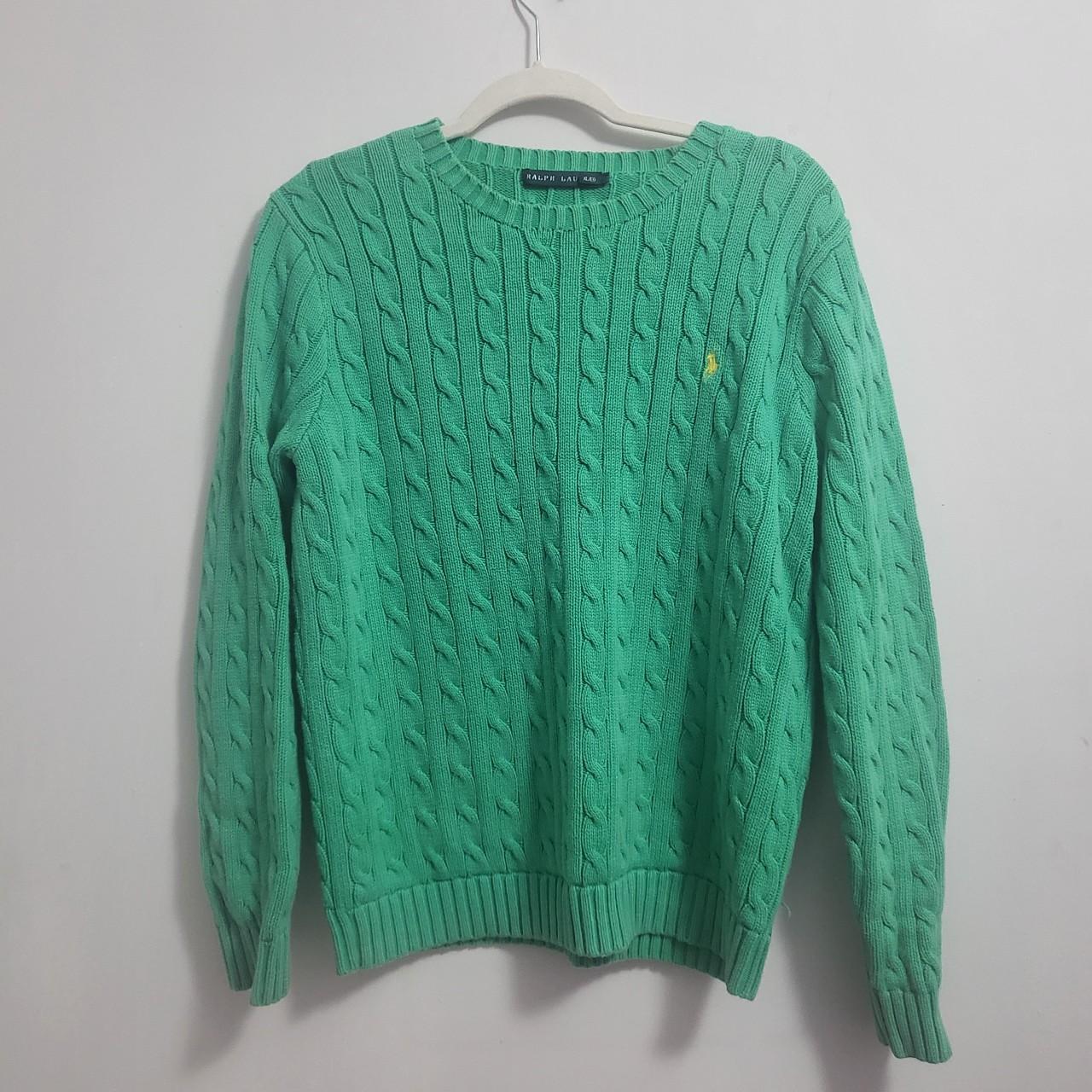 Ralph Lauren Women's Green and Yellow Jumper | Depop