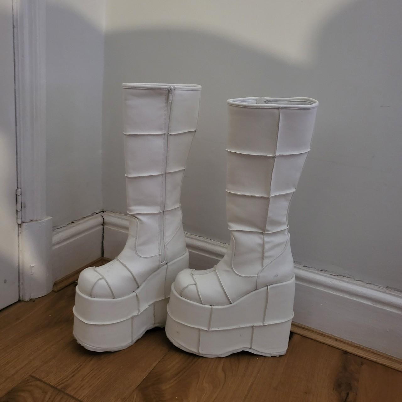 demonia white platform boots
