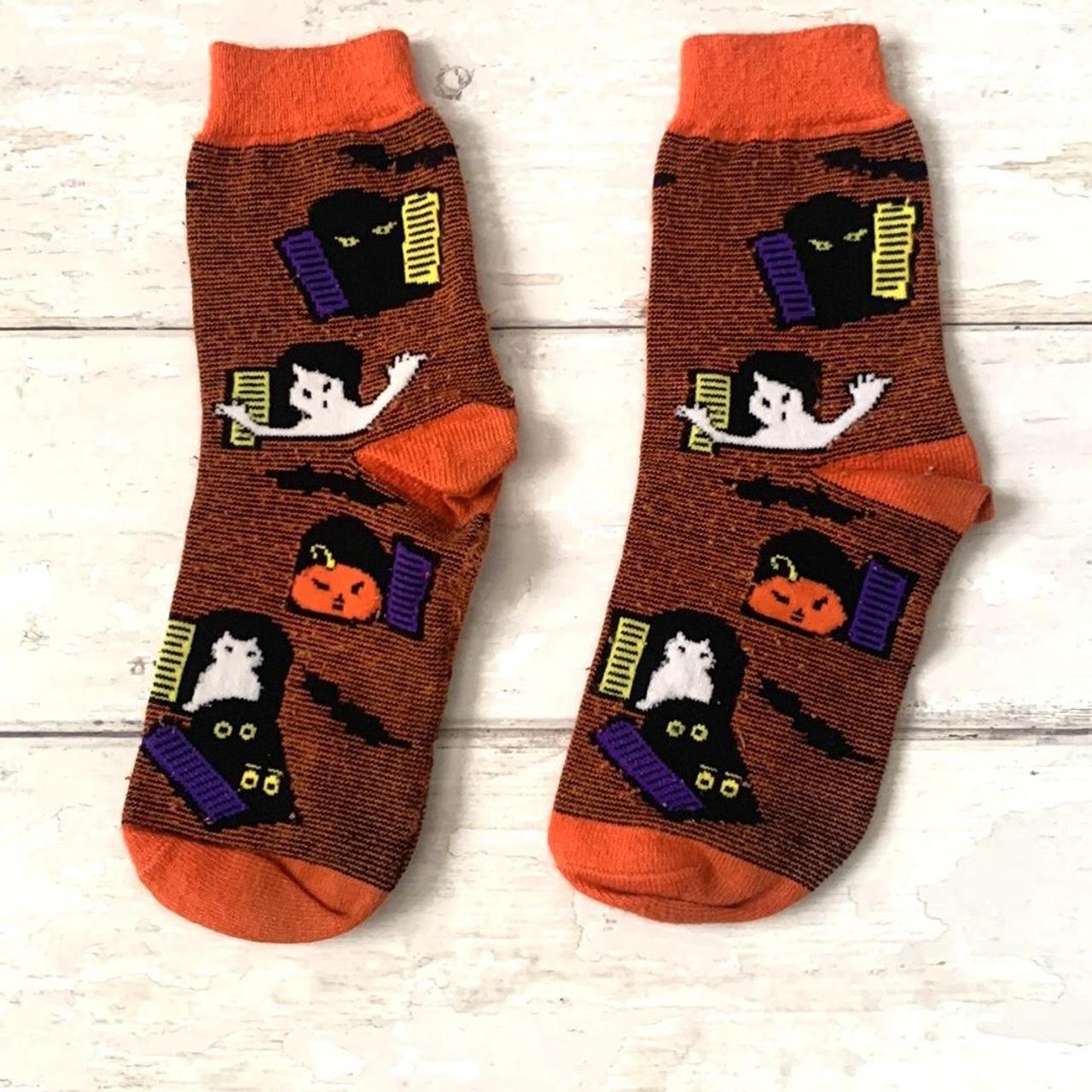 #Halloween #Socks OS #Adult Crew Length #Orange... - Depop