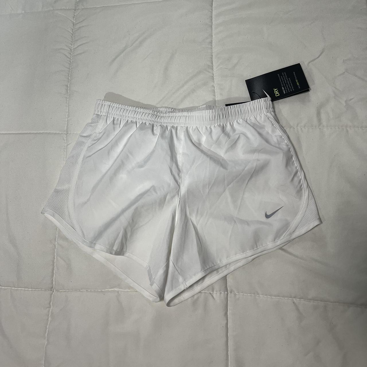 Girls medium white Nike running shorts #nike #shorts - Depop