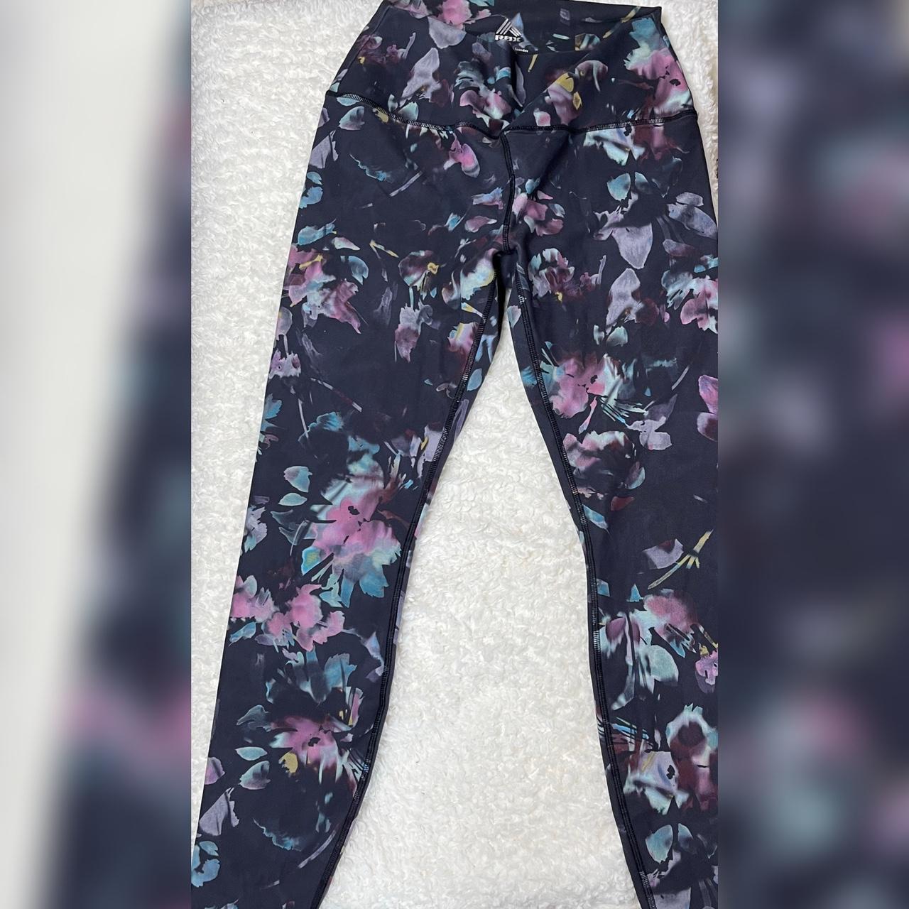 RBX Black leggings with colorful floral print Size - Depop