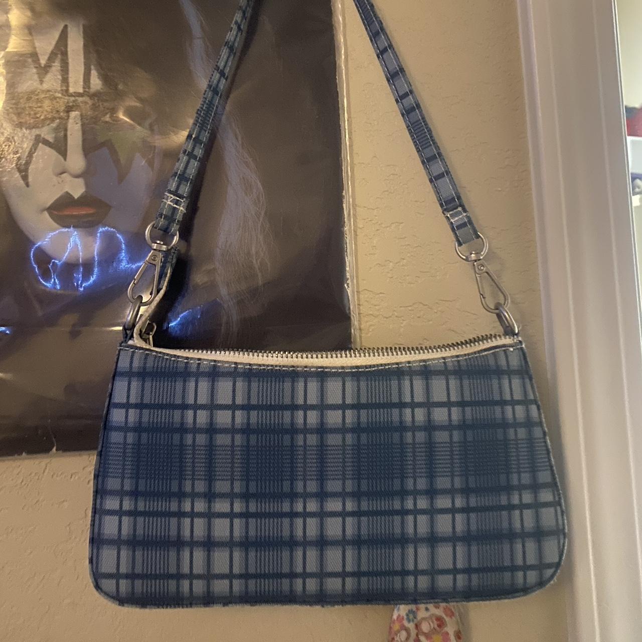 Blue Plaid design Shoulder Bag not sure on brand Depop