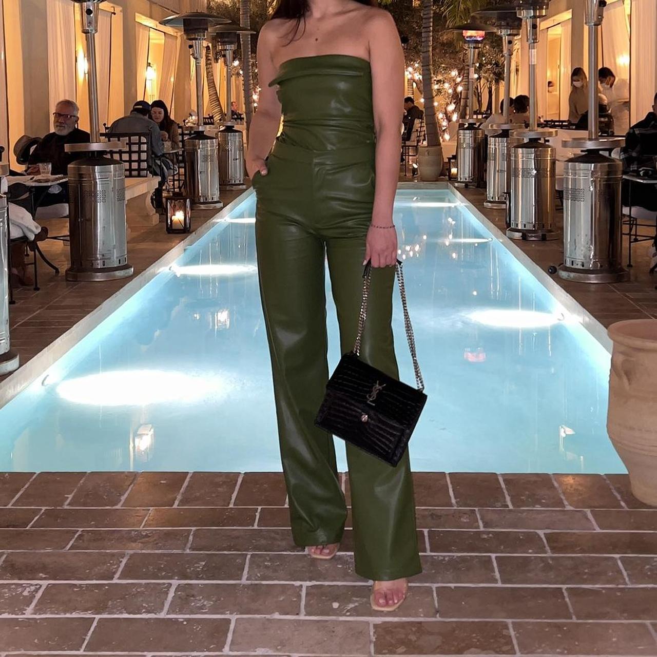 Zara Women's Green and Khaki Bodysuit Depop