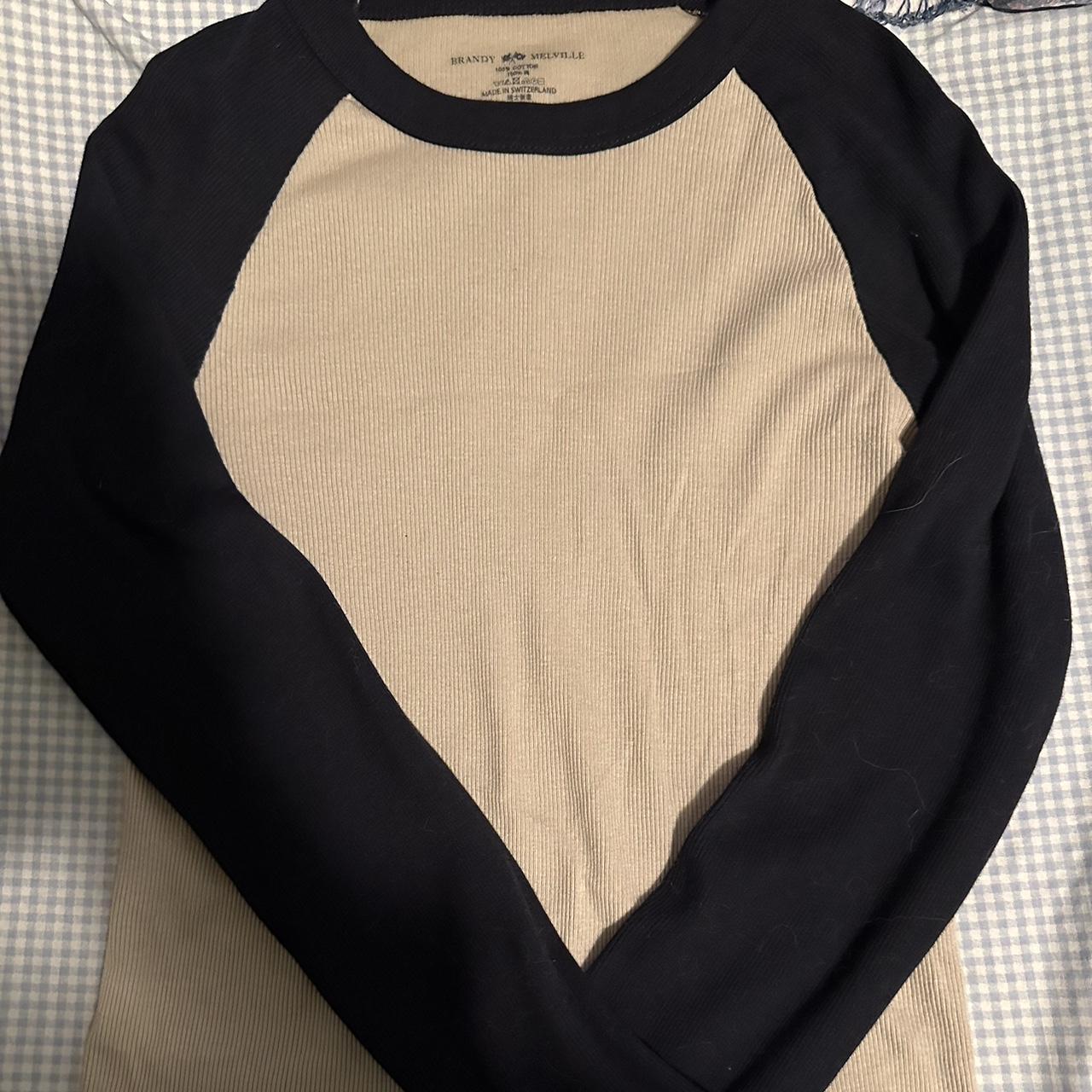 brandy melville baseball tee bella top long sleeve... - Depop