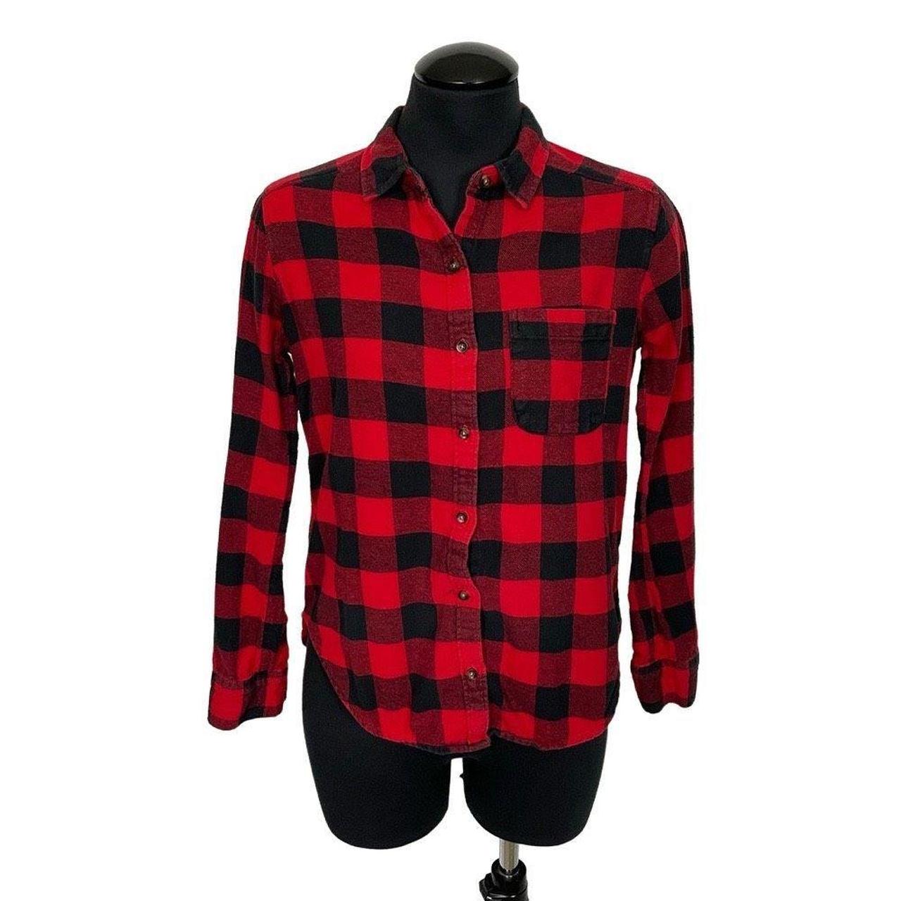 Red Black Checkered Hollister Flannel Button Up