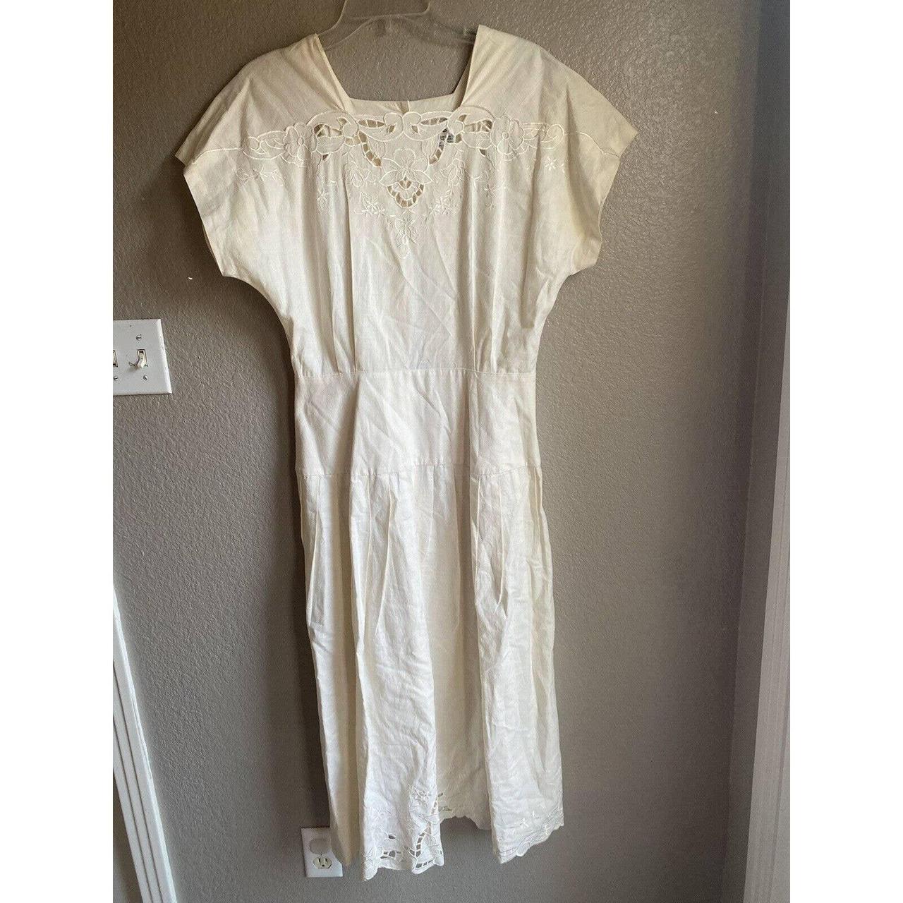 Talbots Women's Cream Dress | Depop