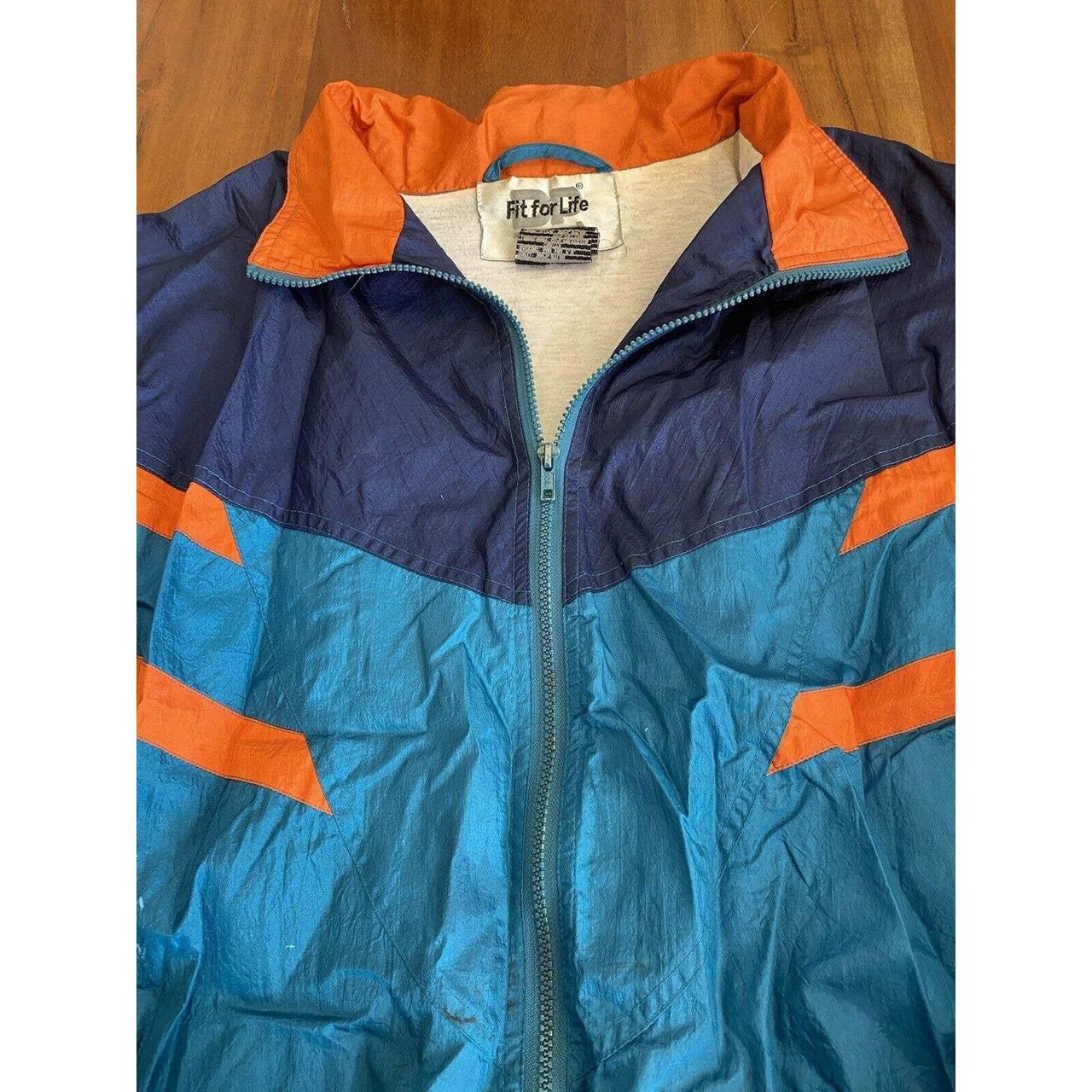 Track Jacket Vintage 80s Mens Large medium FLAW teal... - Depop