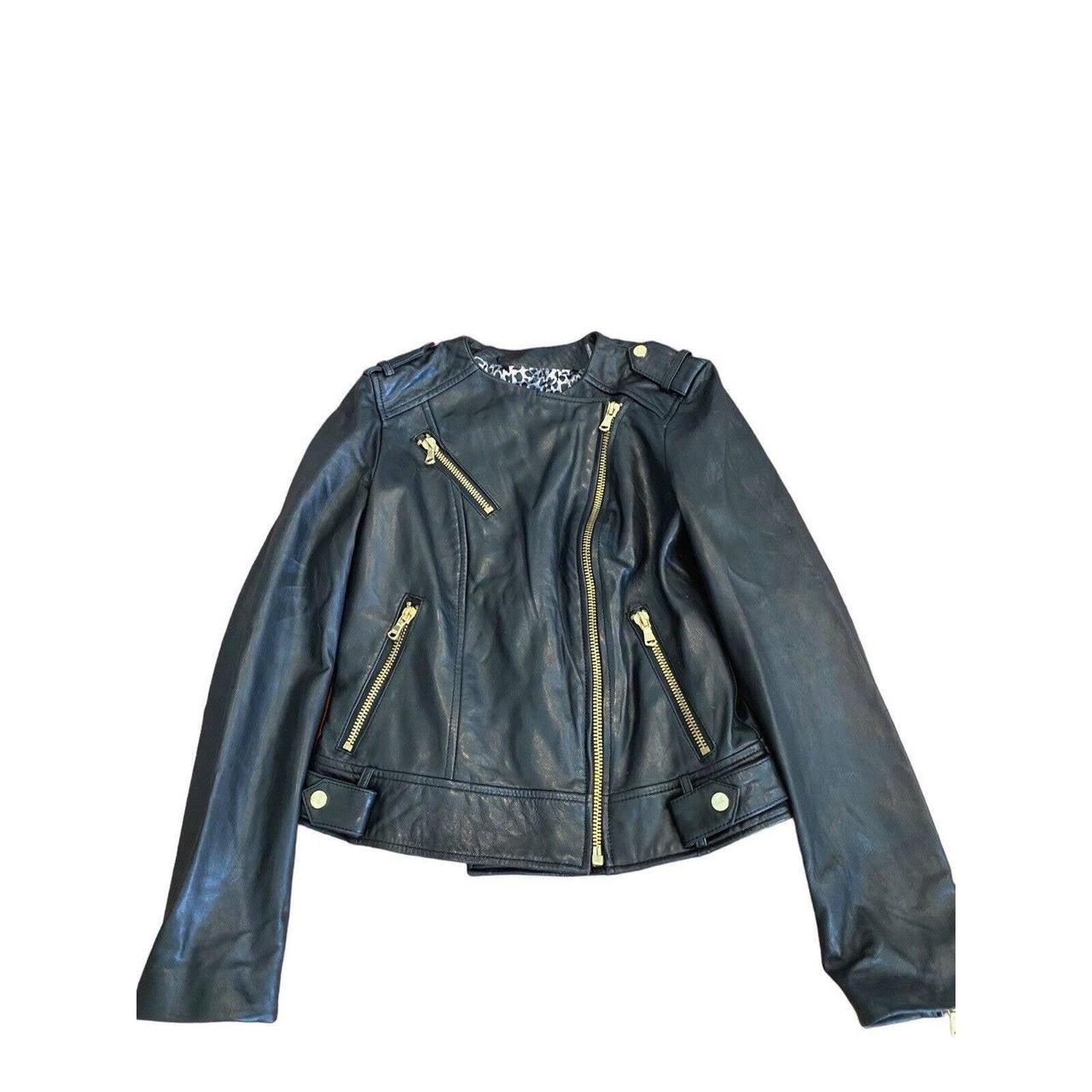 Vintage y2k biker jacket black leather zippers... - Depop