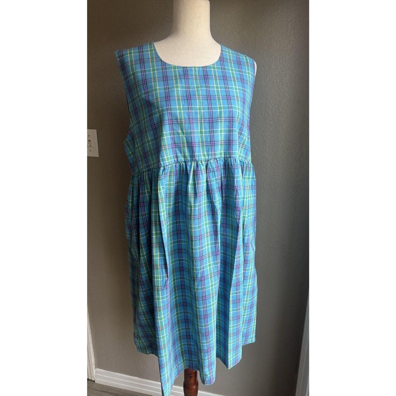 Blue Plaid Jumper Dress Vintage 90s Midi Cottage Depop 7769