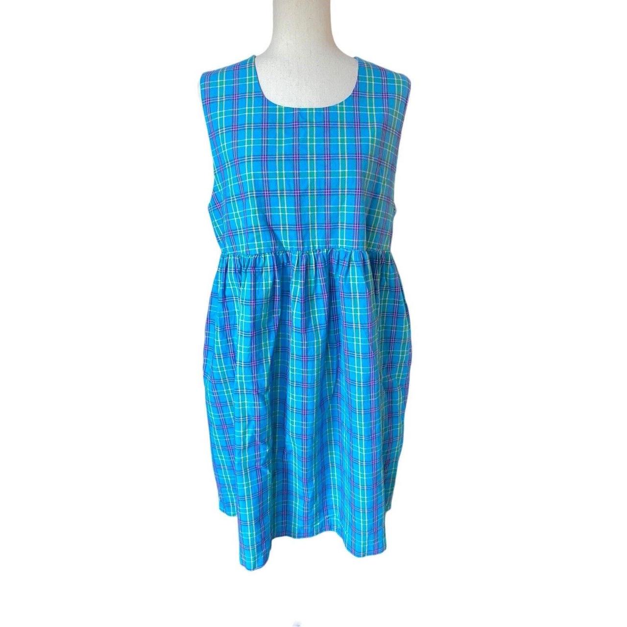 Blue Plaid Jumper Dress Vintage 90s Midi Cottage Depop 6707