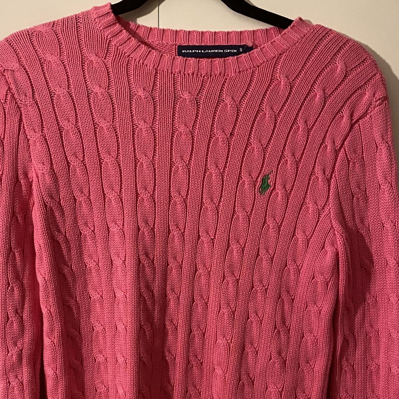 Pink Cable Knit Polo Ralph Lauren Jumper. Never been... - Depop