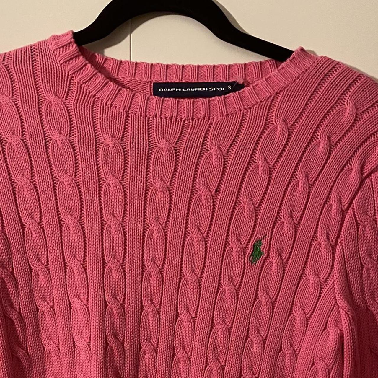 Pink Cable Knit Polo Ralph Lauren Jumper. Never been... - Depop