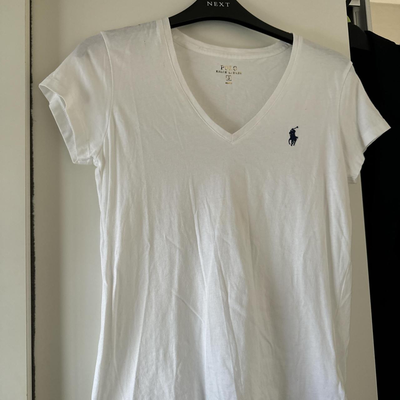 Polo ralph lauren women's white v neck t shirt online