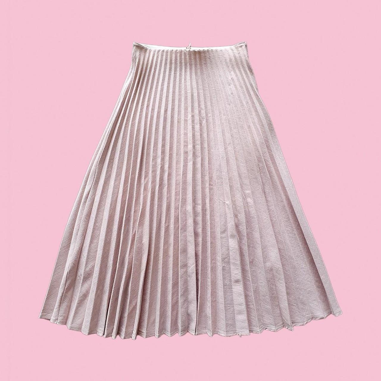 ZARA Pleated Flared A-line Midi Skirt in Pink Depop
