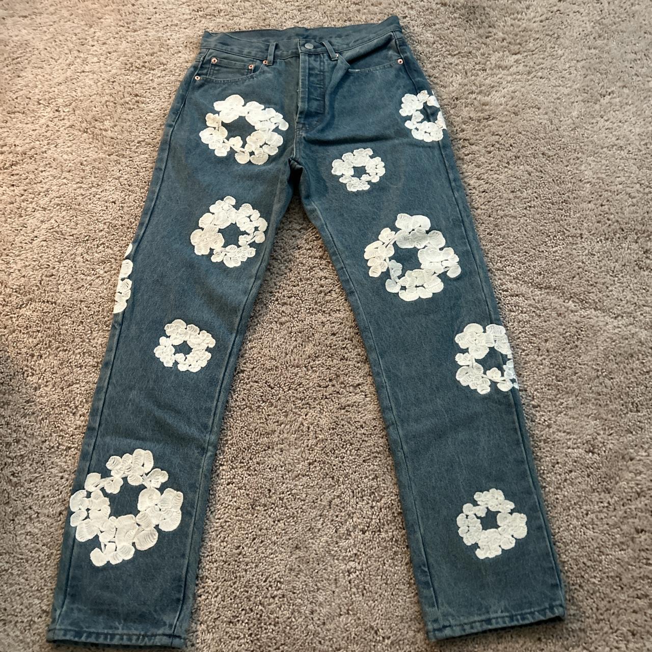 Men's Blue and White Jeans | Depop