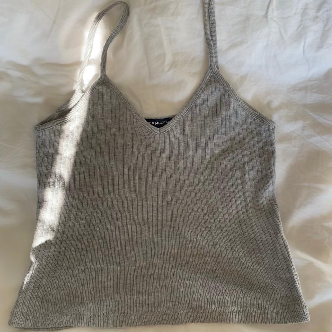 brandy melville skylar gray ribbed tank top, fits... - Depop