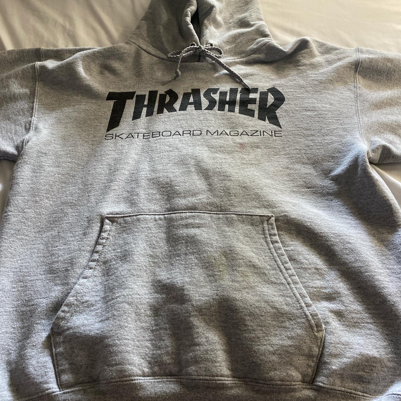 Grey hoodie online thrasher