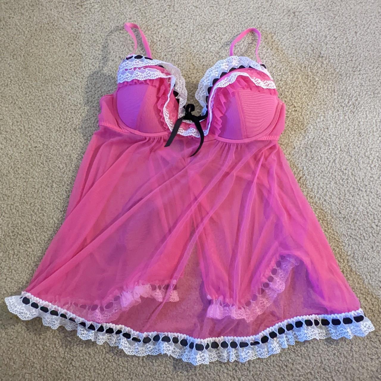 Draculaura pink white and black lacey transparent... - Depop