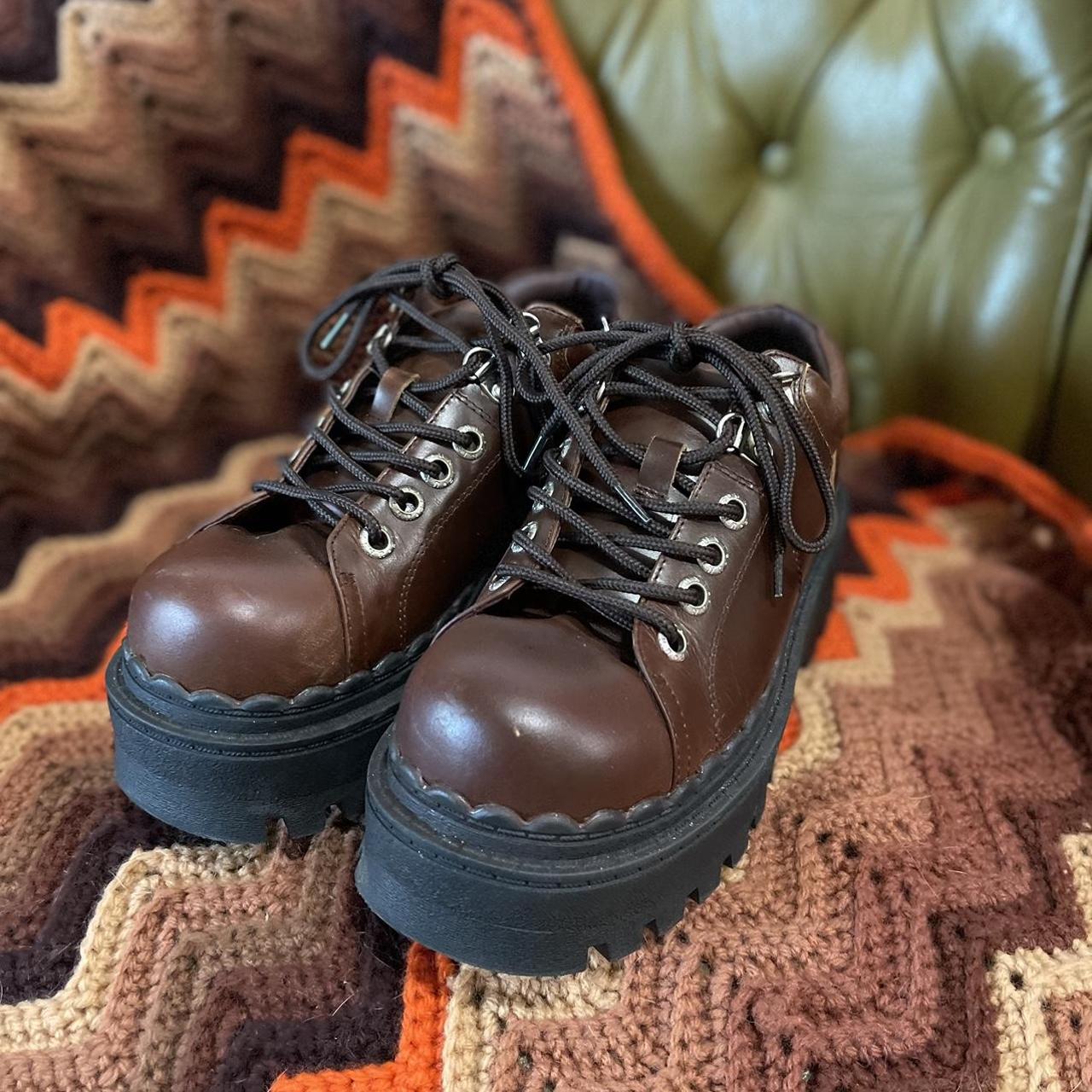 UNIF SLEEK SHOE Lowtop leather boot with chunky... Depop