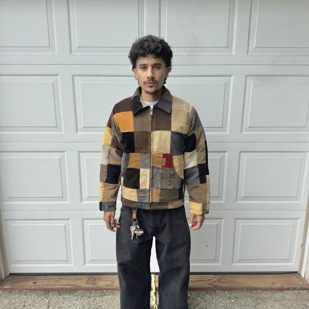 Men's Bomber Jacket - Multi/Brown – V2 Patchwork … - image 2