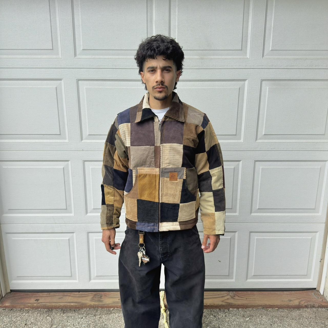 Men's Bomber Jacket - Multi/Brown – V2 Patchwork … - image 3