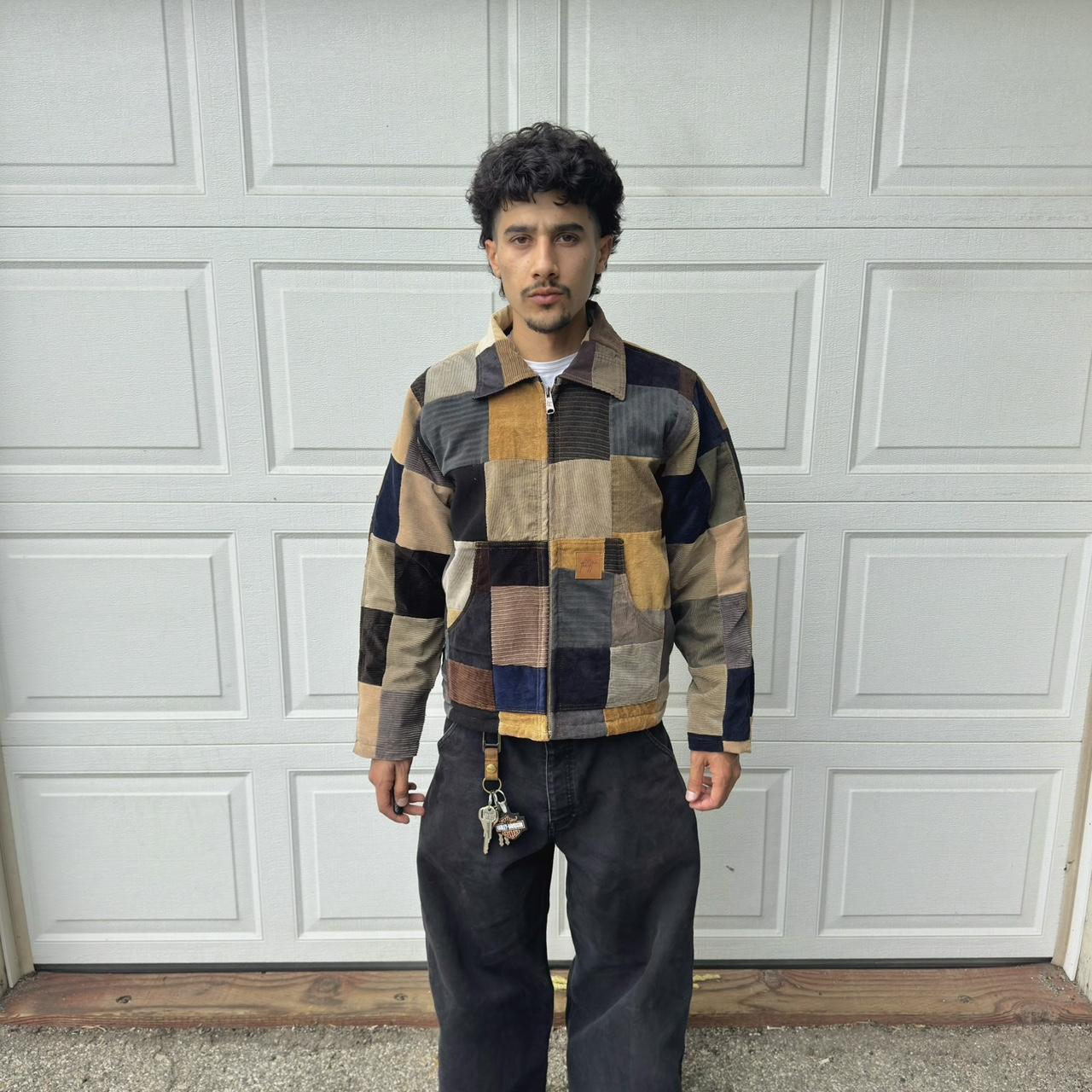 Men's Bomber Jacket - Multi/Brown – V2 Patchwork … - image 4