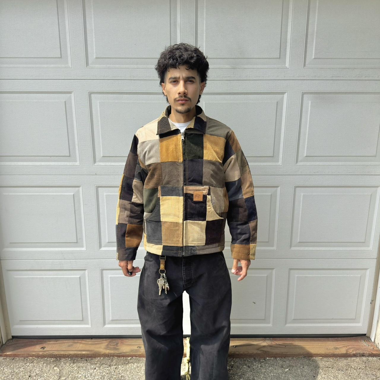 Men's Bomber Jacket - Multi/Brown – V2 Patchwork … - image 1