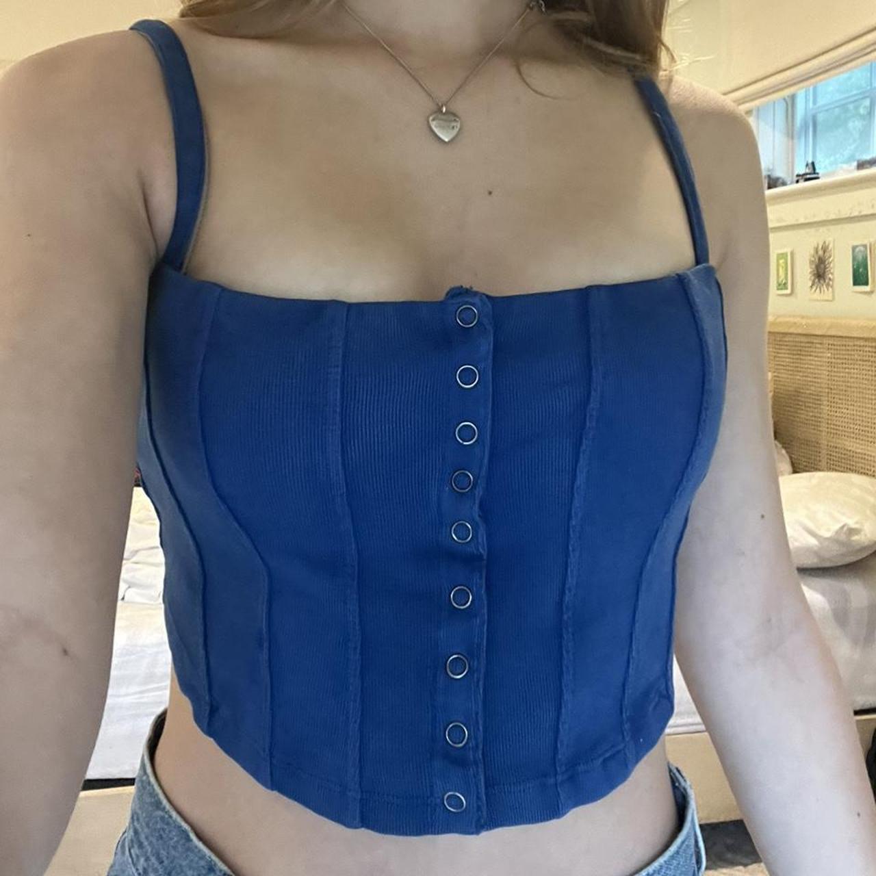 💙 blue bandana top 💙 off the shoulder, corset-like, - Depop