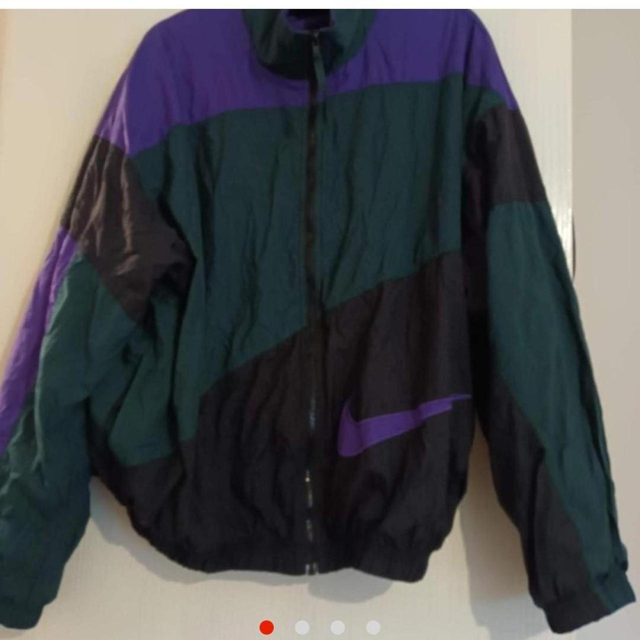 Beautiful nike windbreaker purple black and green... - Depop