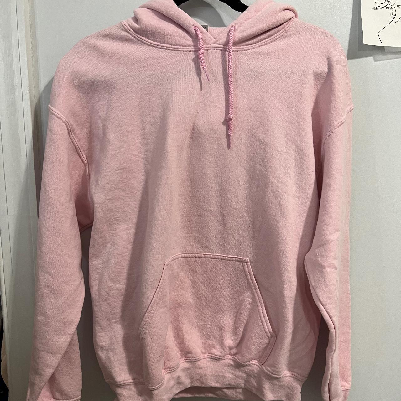 Gildan pink hoodie. Has some pilling. - Depop