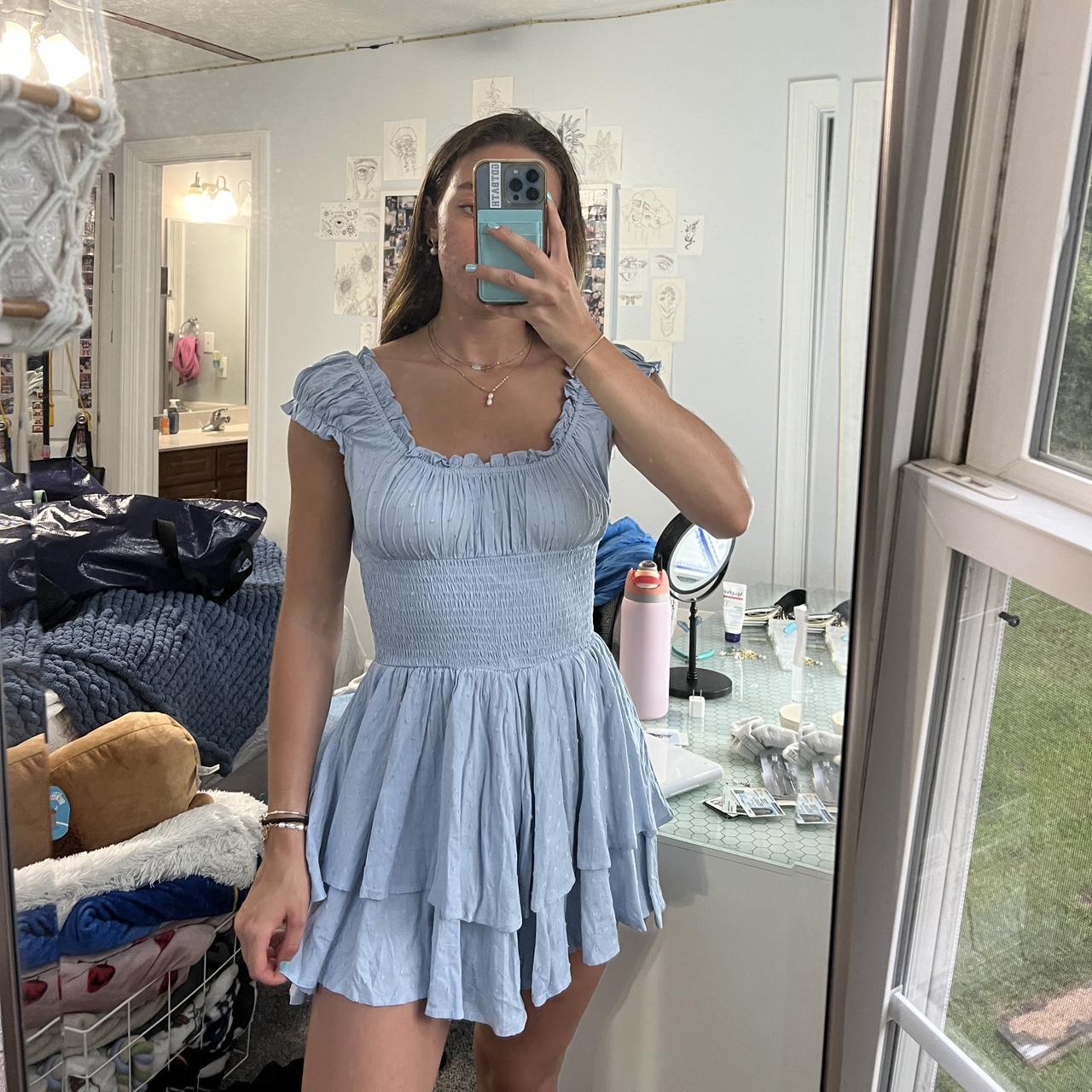 baby blue princess polly ruffle dress - Depop