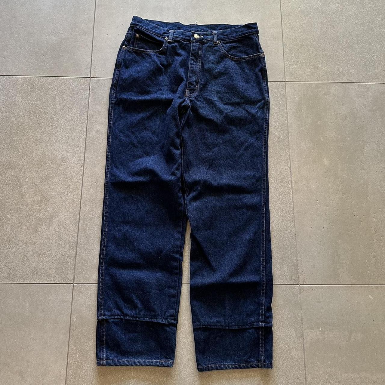 Y2K FRENCHSTAR workwear straight leg navy blue jeans... - Depop