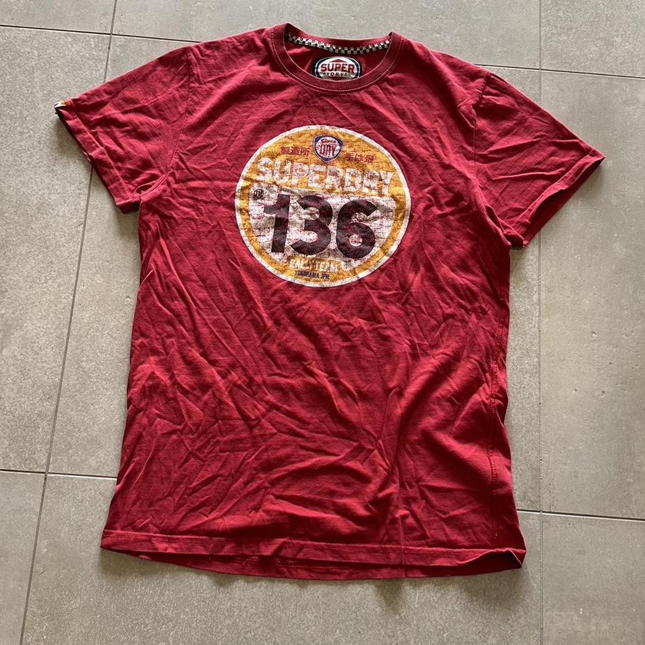 Y2K Japanese super dry red T with amazing vintage... - Depop