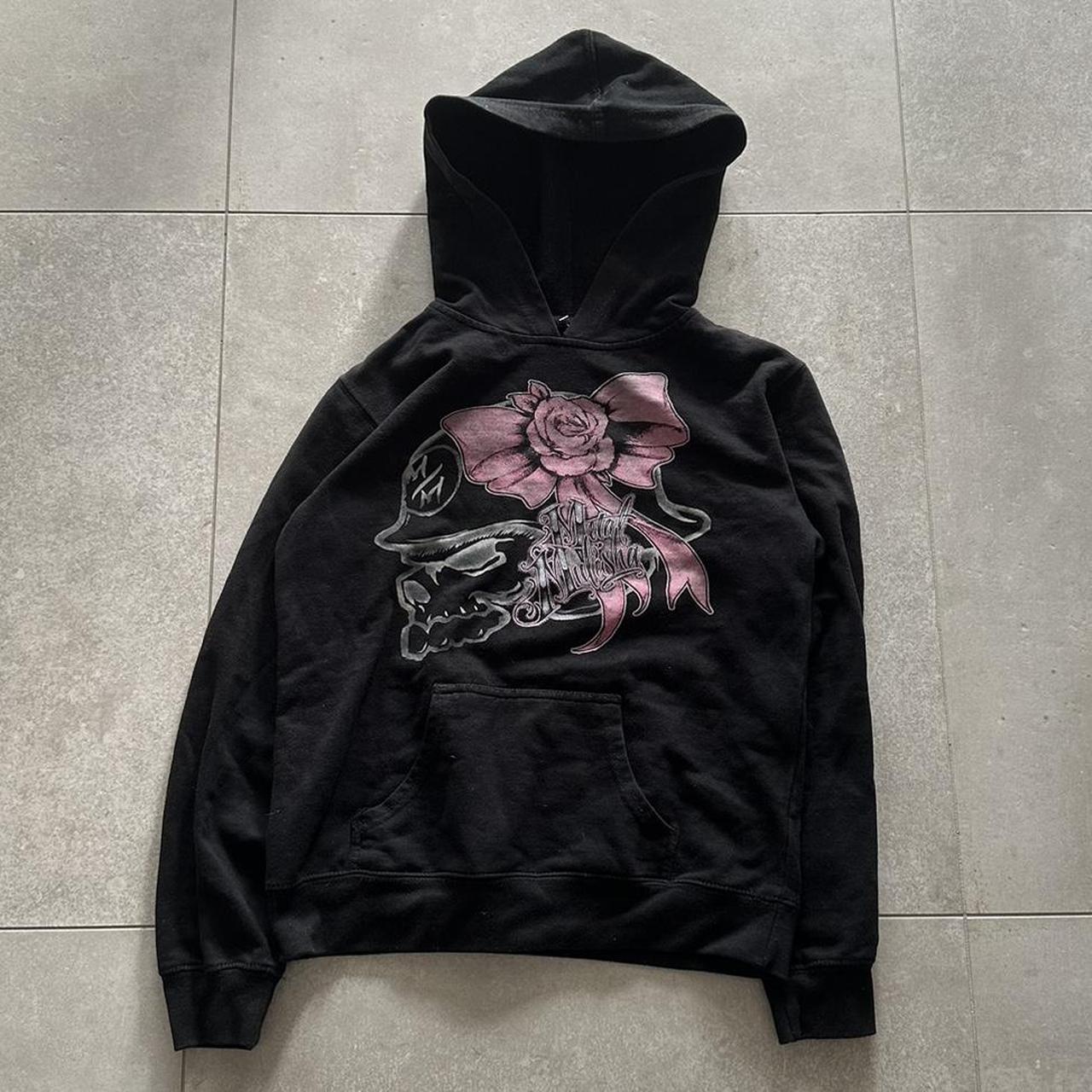 Y2K metal mulisha hoodie in black with pink and... - Depop