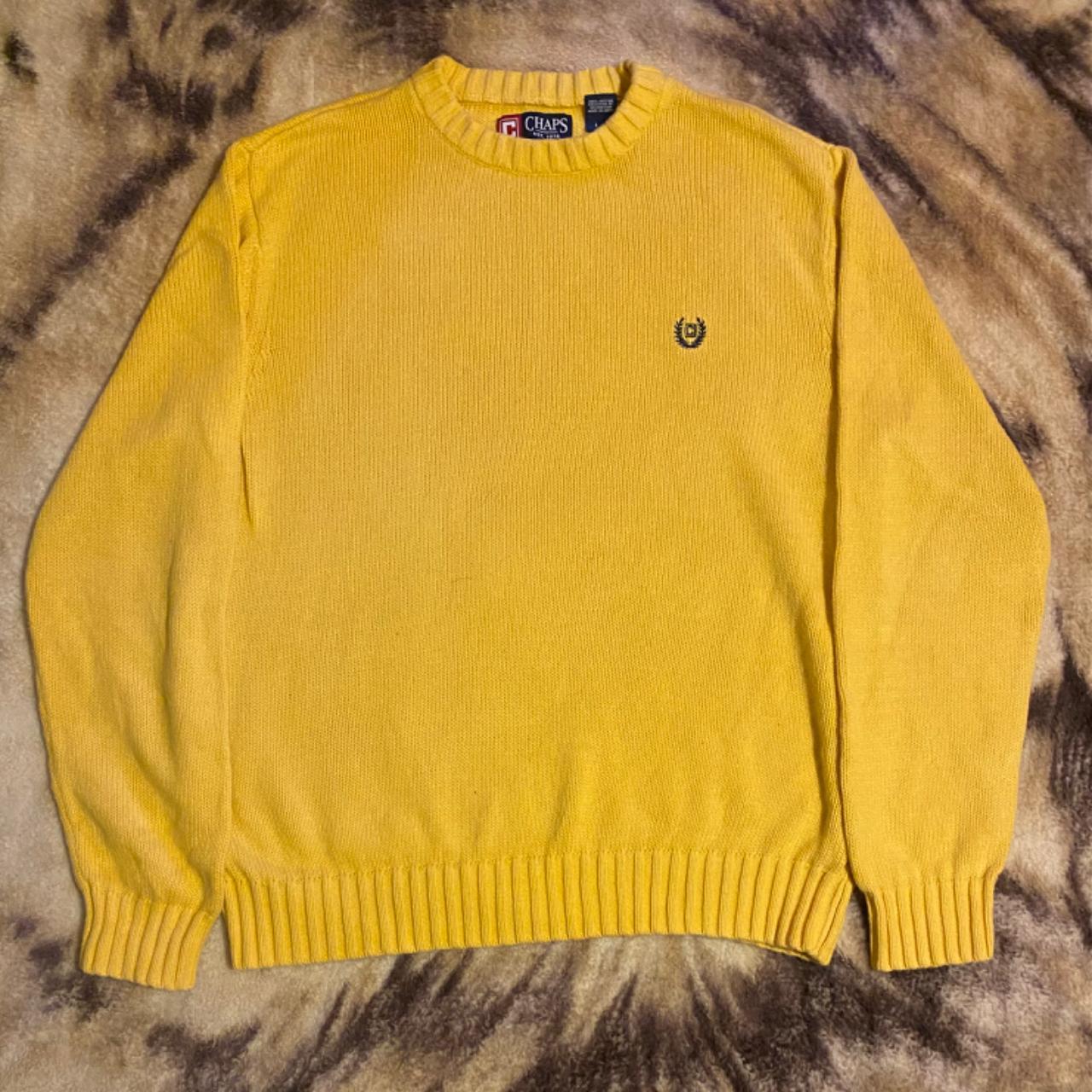 Vintage Yellow Chaps Sweater SIZE: M (SIZE TAG SAYS... - Depop