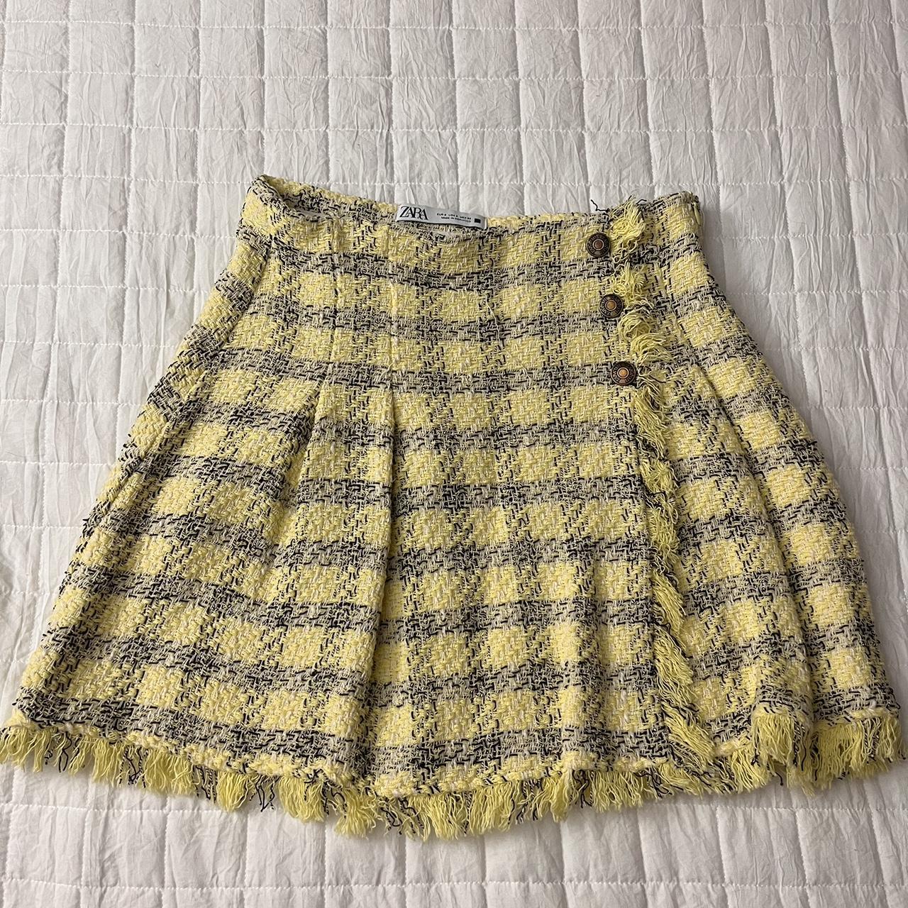 Zara yellow tartan on sale skirt