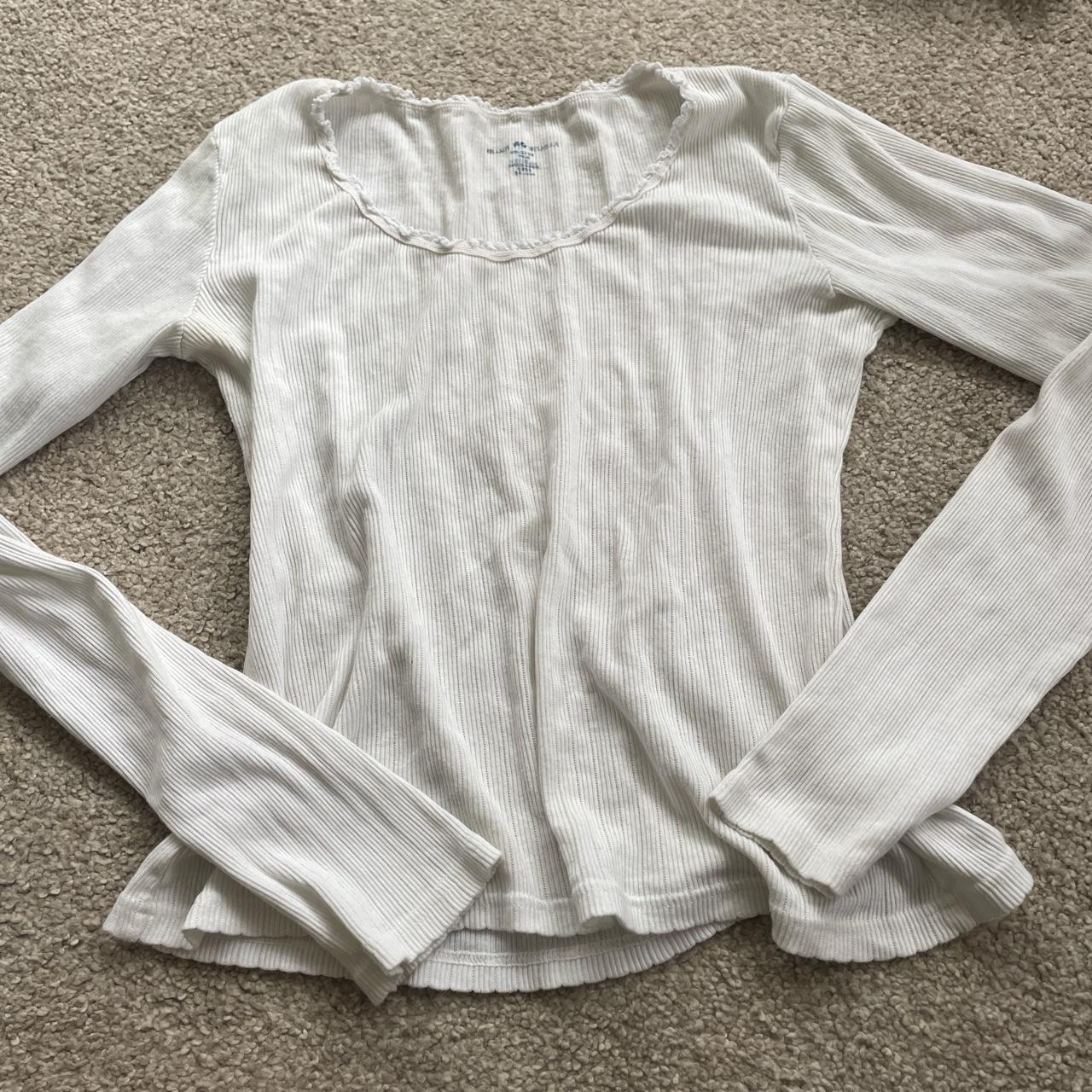 Brandy Melville white lace long sleeve top brandy... Depop