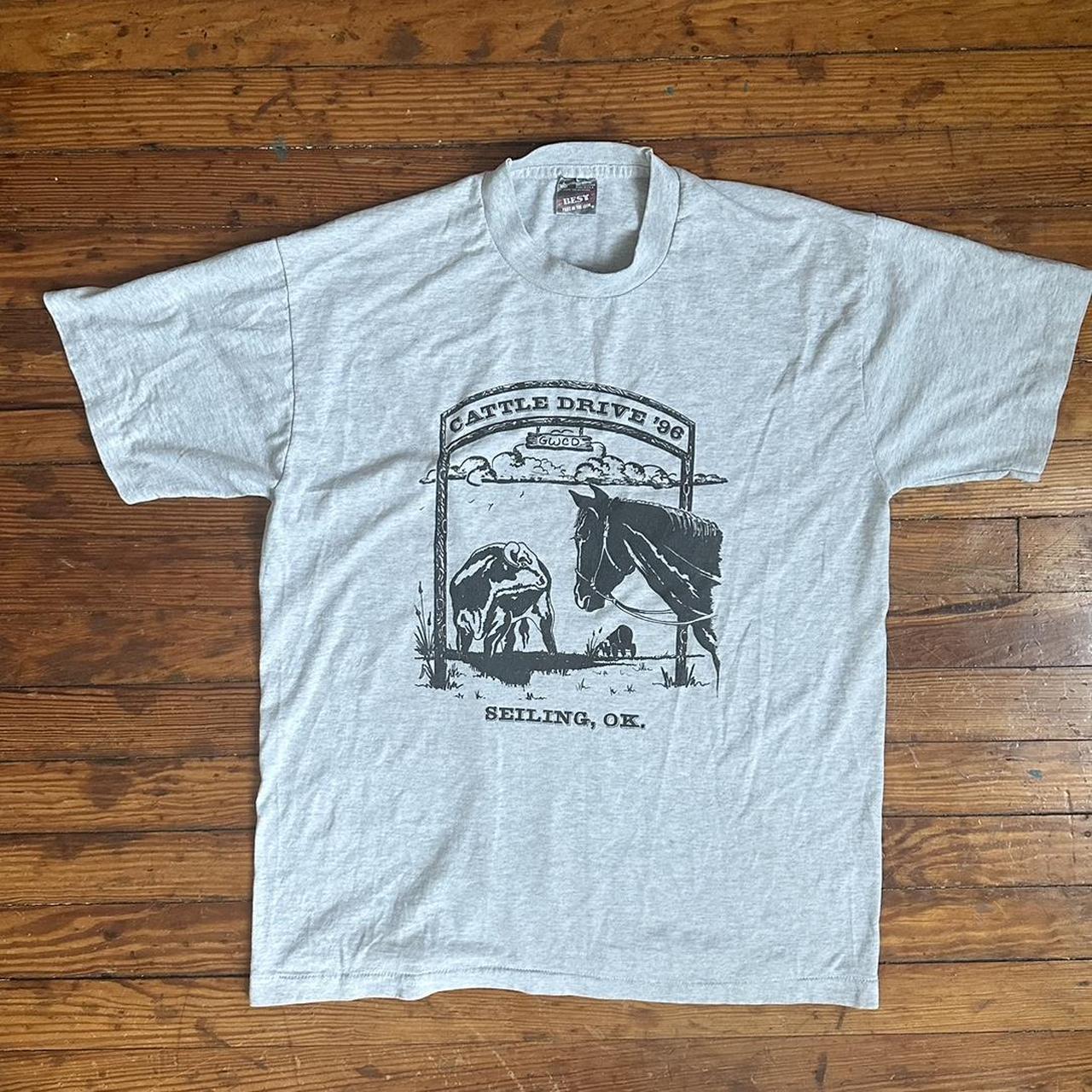 Vintage Western T-Shirt Seiling, Oklahoma Cattle... - Depop