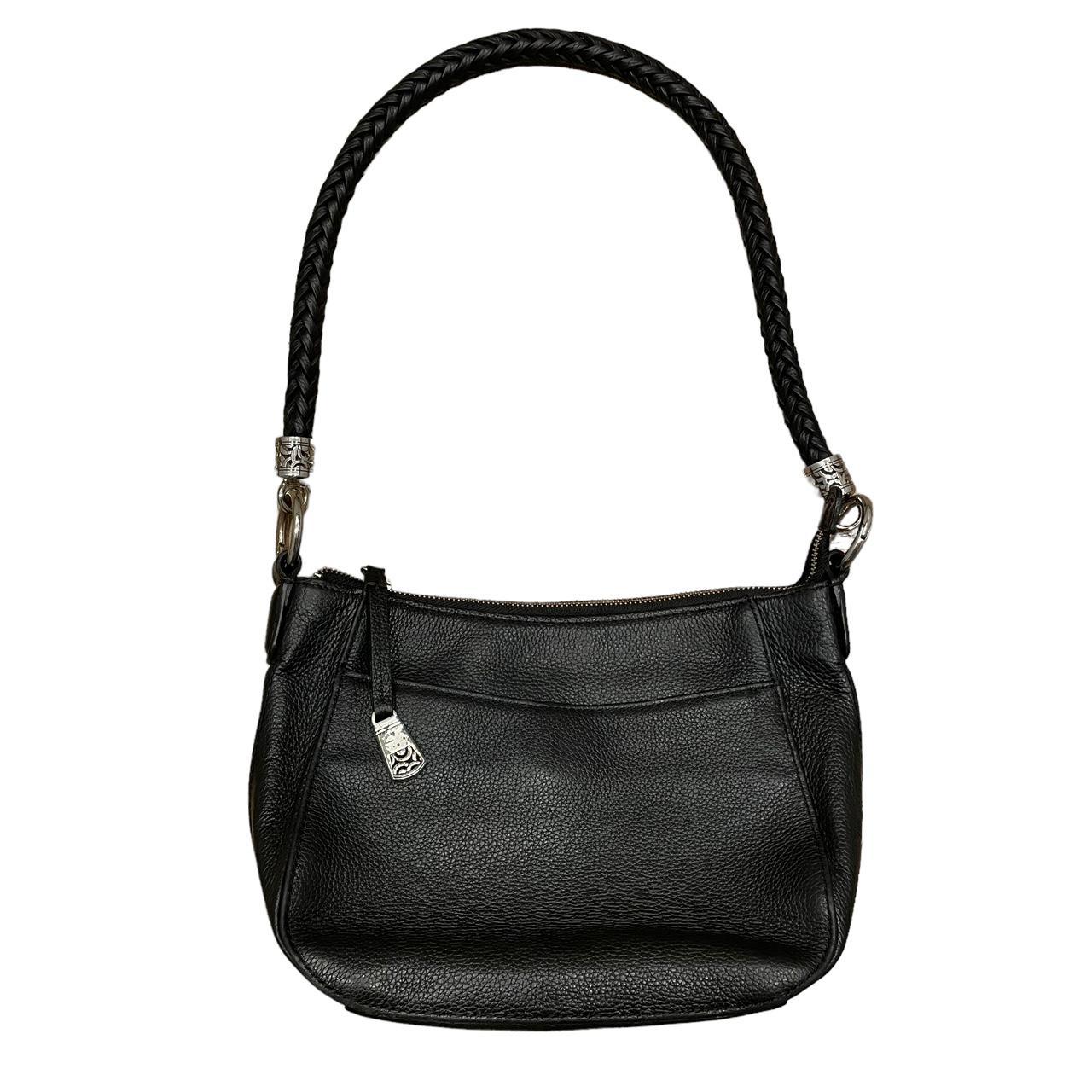 Brighton Black Leather shoulder Braided handle Bag