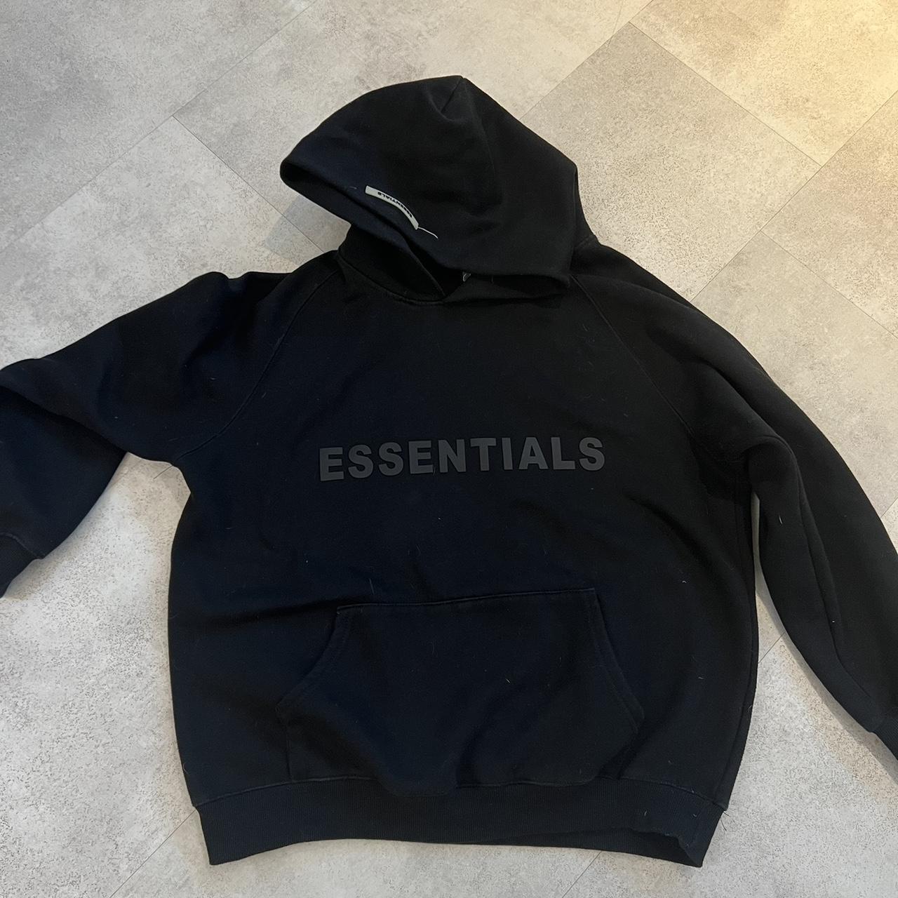 Black essentials hoodie Medium Unisex Excellent... - Depop